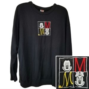 Vintage Mickey Unlimited Long Sleeve Black T Shirt Embroidered Minnie Mouse